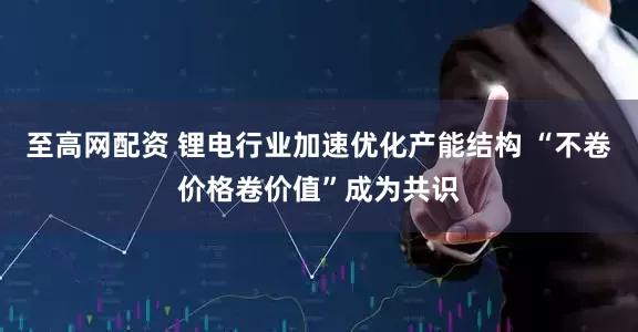 至高网配资 锂电行业加速优化产能结构 “不卷价格卷价值”成为共识